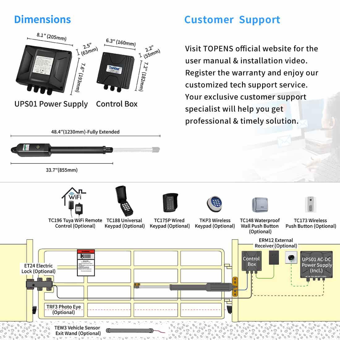 A5131 Auto Swing Gate Opener Dimension and Installation Overview