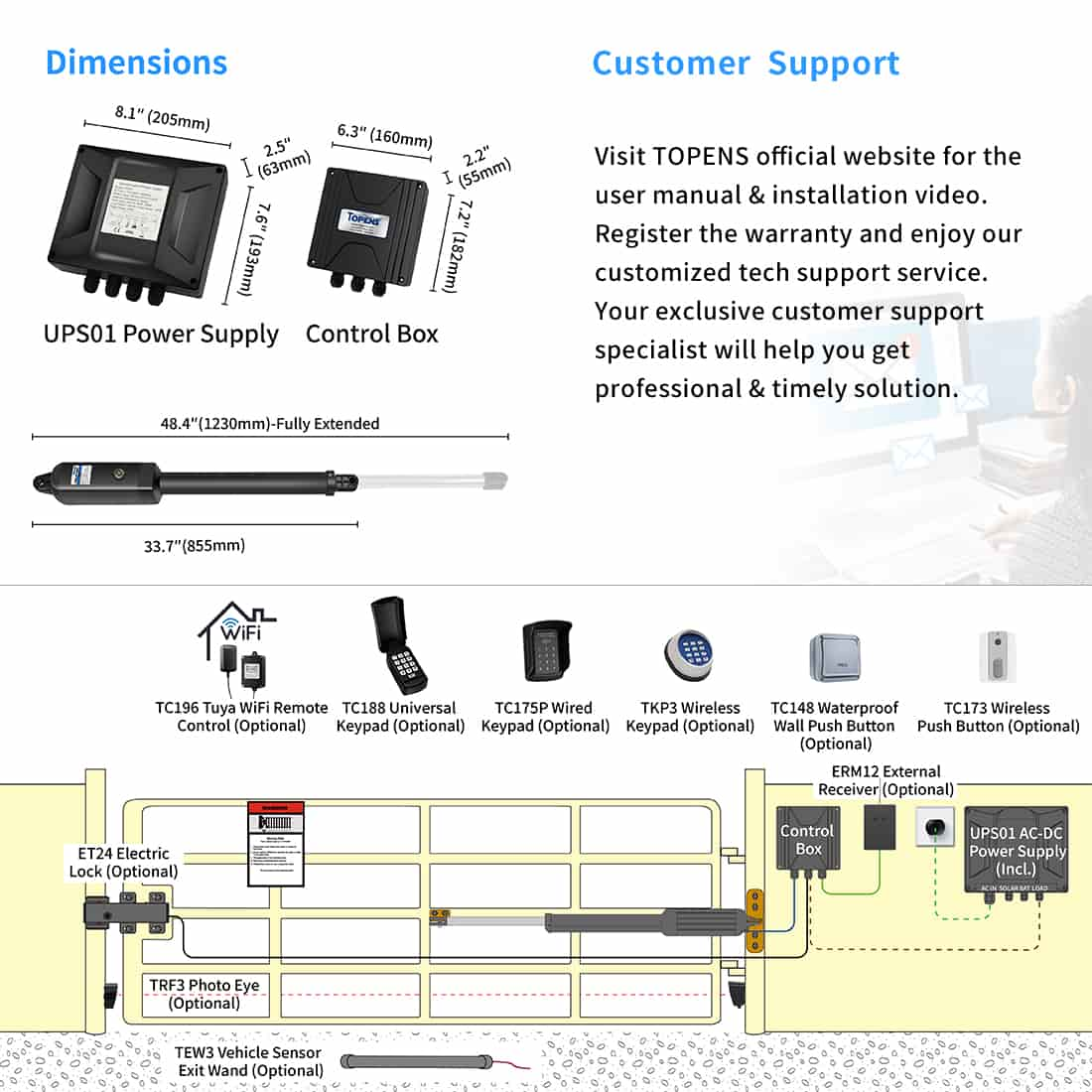 A8131 Heavy Duty Automatic Gate Opener Dimension and Installation Overview