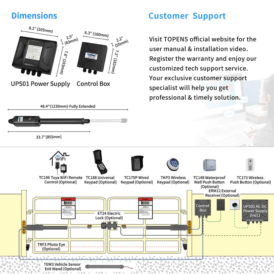 A8132 Double Swing Gate Opener Dimension and Installation Overview