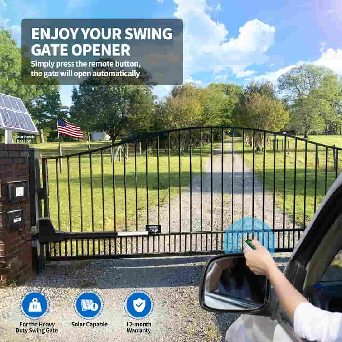 AT12131 Single Swing Automatic Gate Opener on Gate