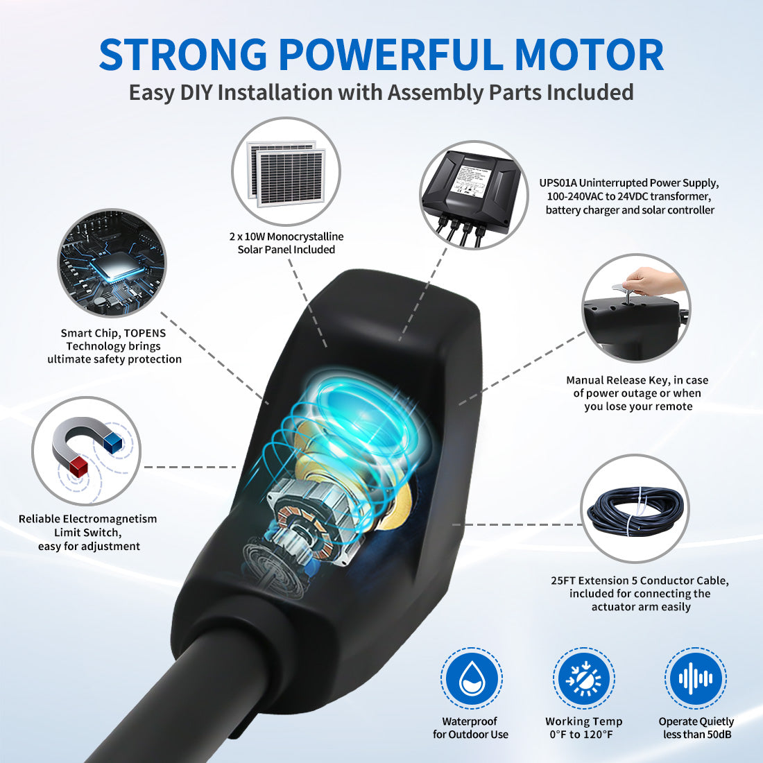 AT12132S Solar Dual Swing Gate Opener with Strong Motor
