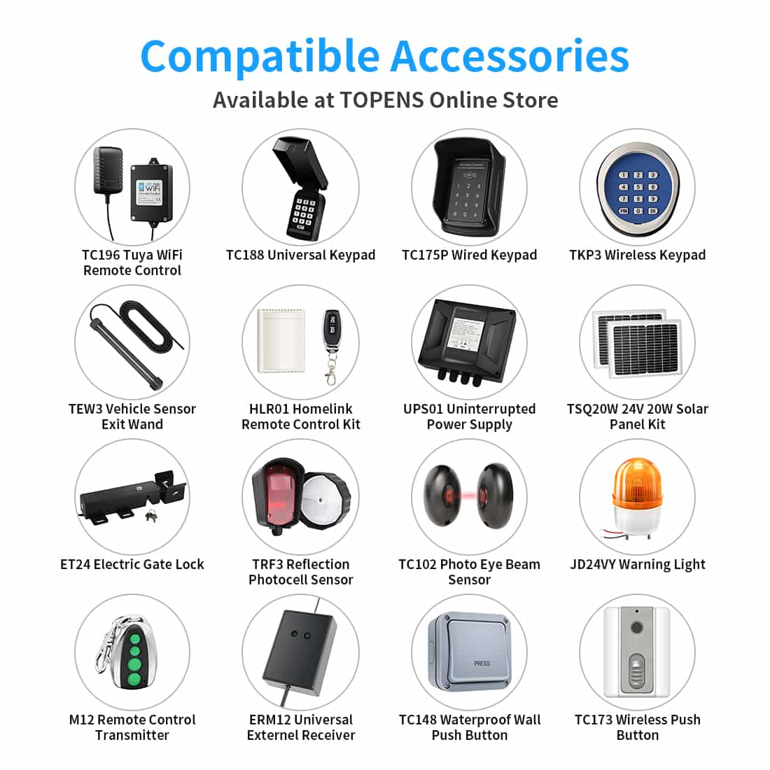 AT6131S Gate Opener with Solar Panel Compatible Accessories