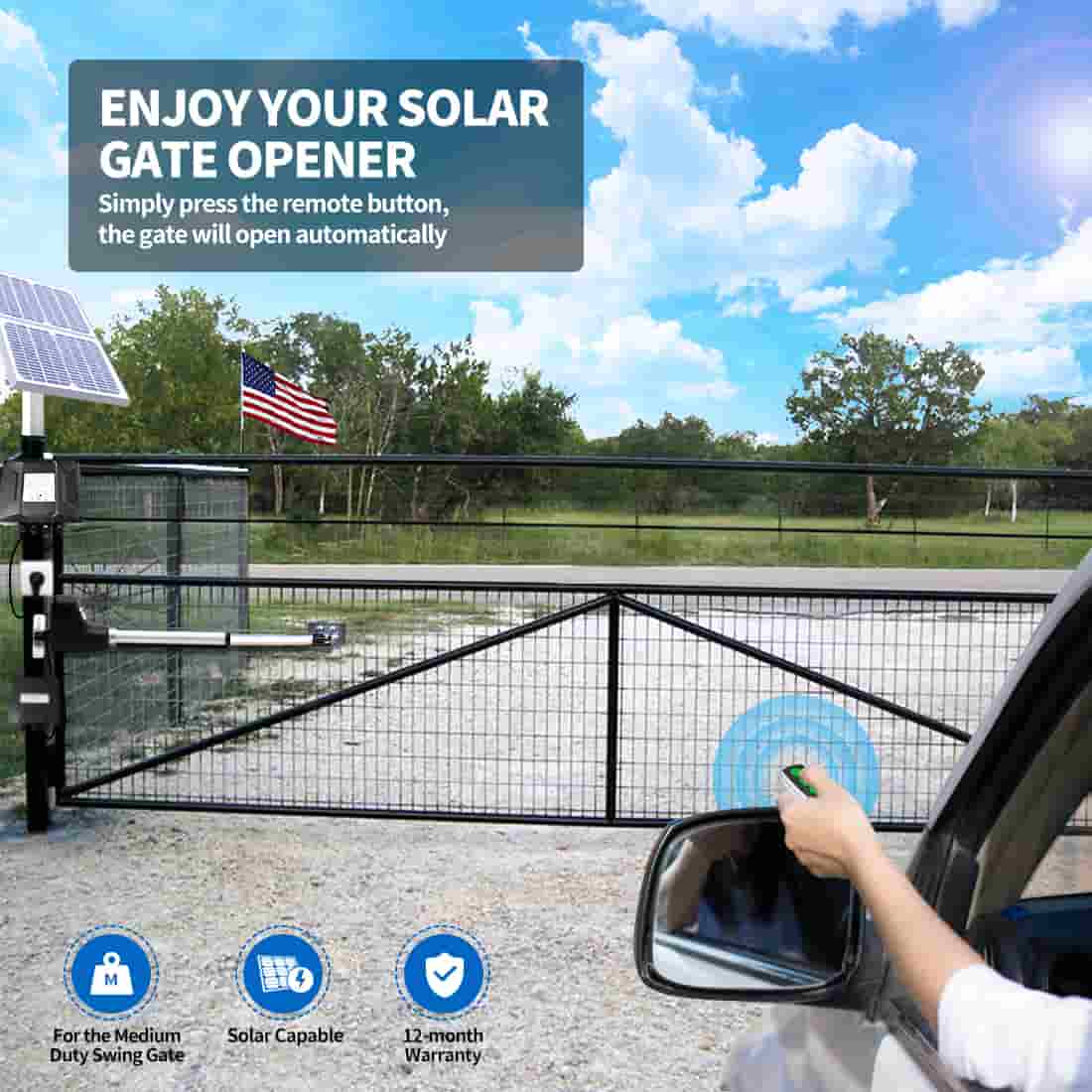 AT6131S Solar Powered Gate Opener on Gate