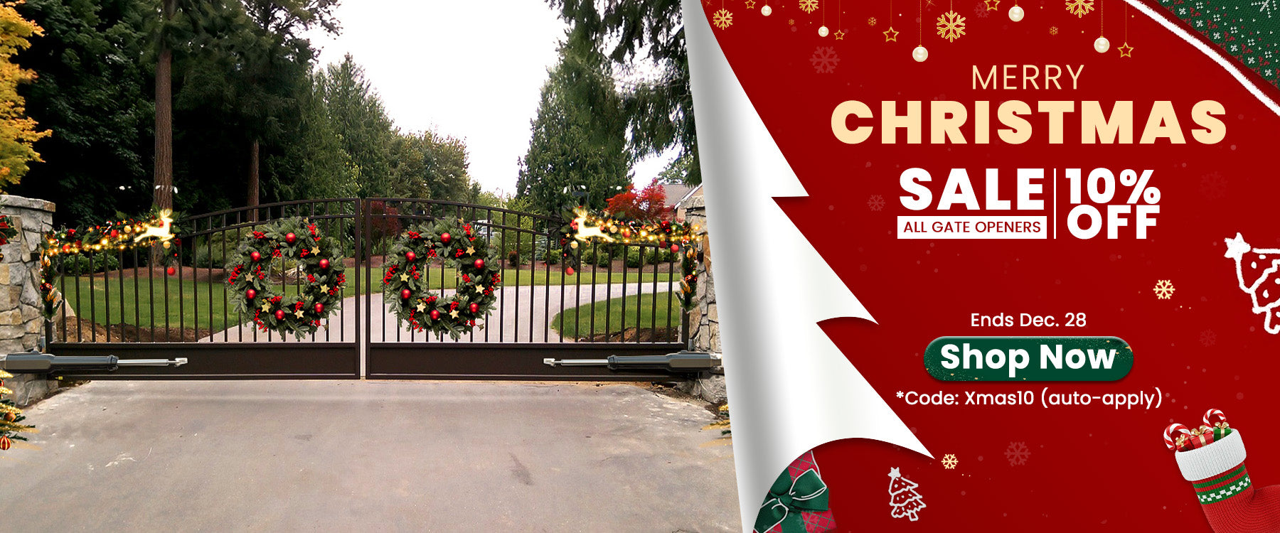 TOPENS Christmas Sale 2025 banner - 10% off all gate openers