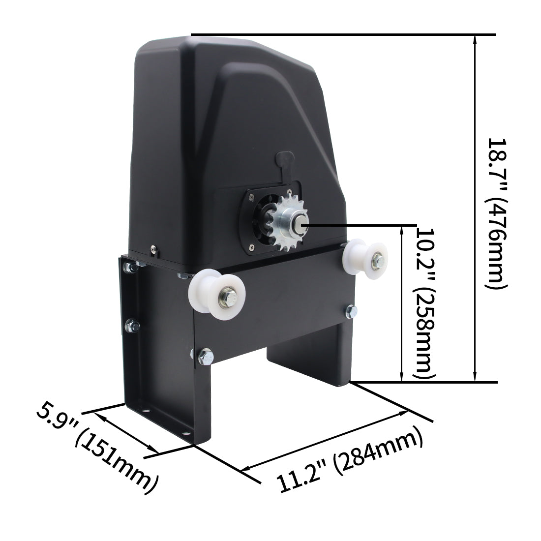 Dimension of TOPENS DKC1100S Solar Sliding Gate Opener