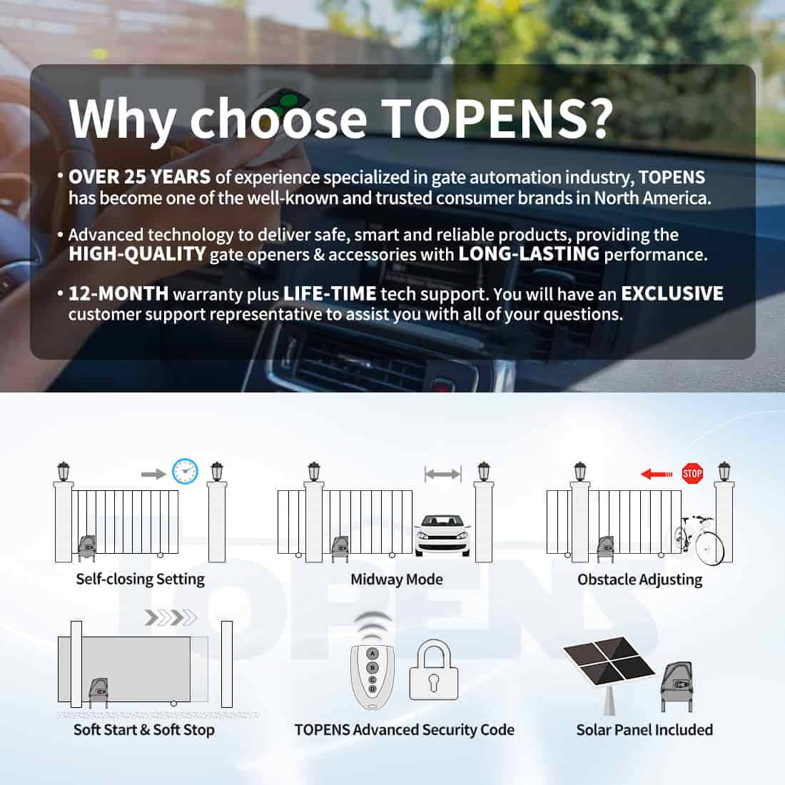 DKC1100S Solar Power Chain Driven Sliding Gate Opener Smart Features