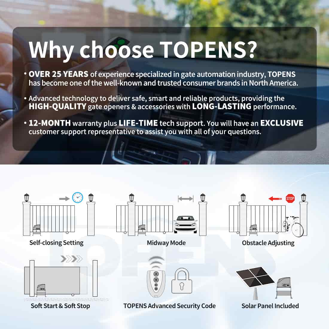 DKC500S Solar Powered Sliding Gate Opener Smart Features