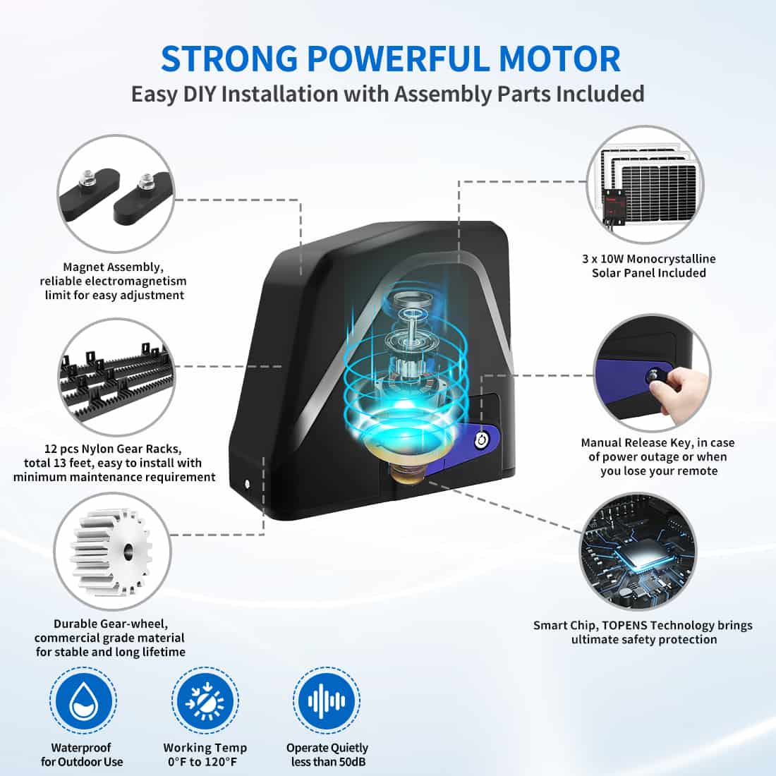 DKR1100ST Solar Driveway Gate Opener with Strong Motor