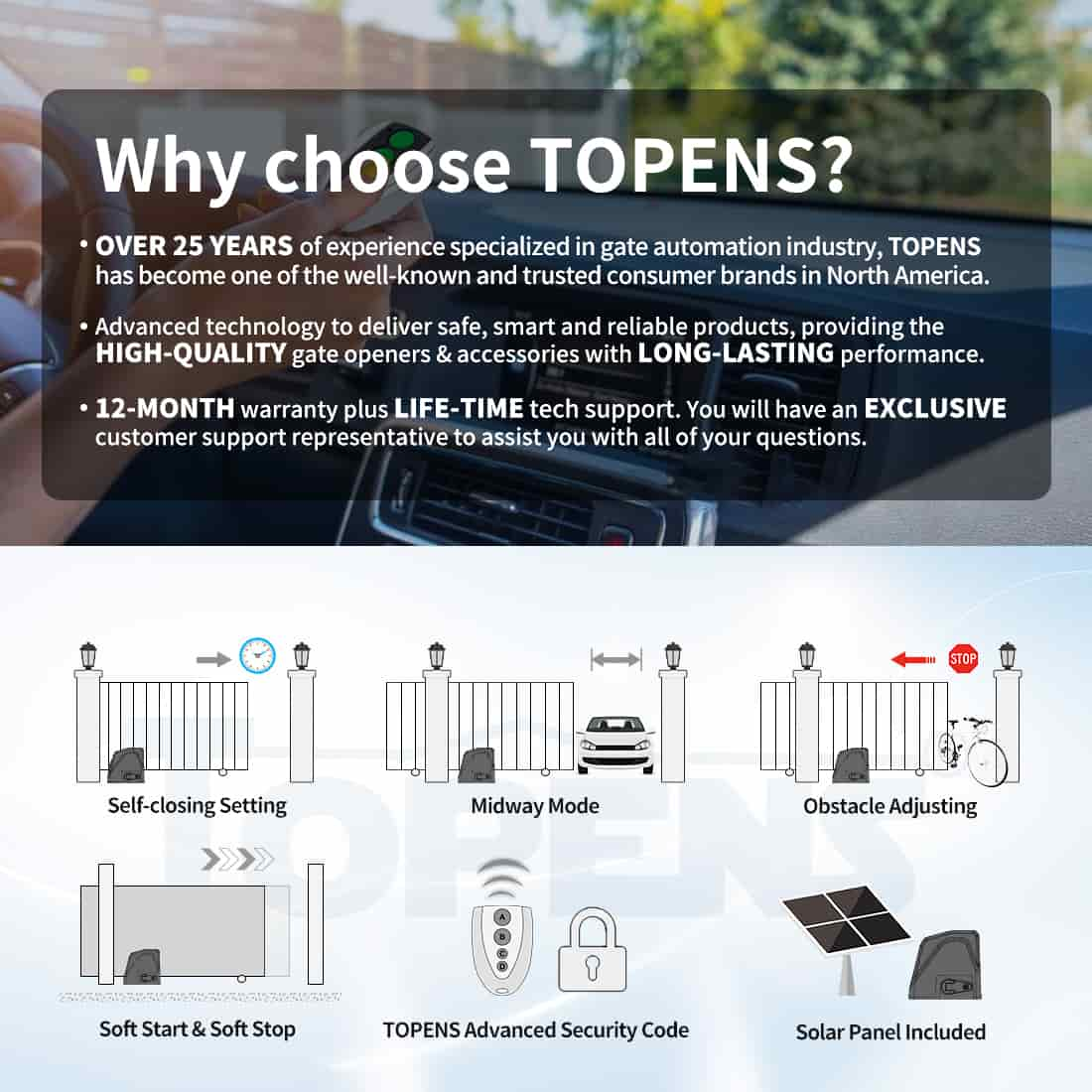 DKR1100ST Solar Powered Driveway Gate Opener Smart Features