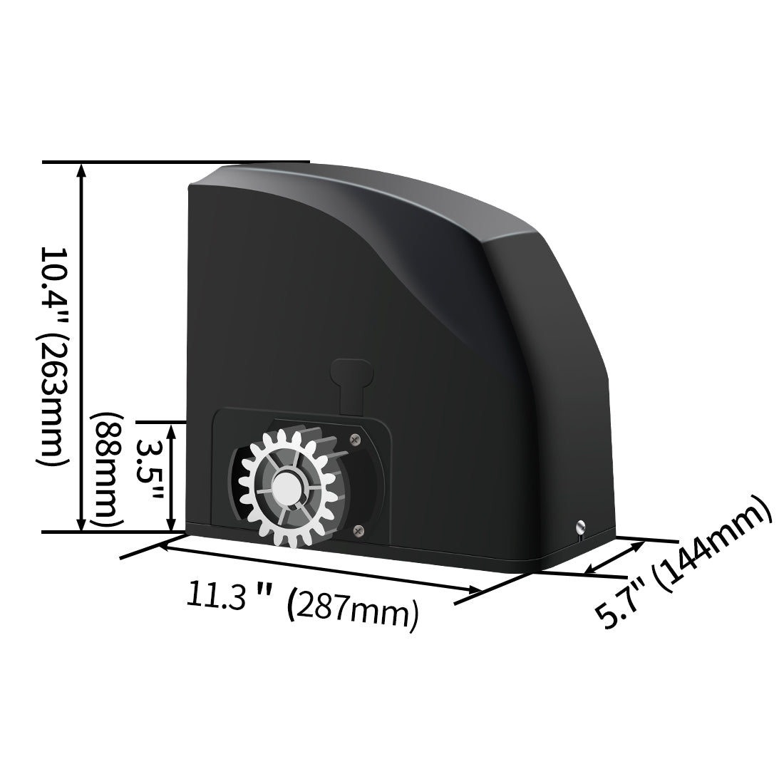 Dimension of TOPENS DKR500ST Solar Sliding Gate Opener