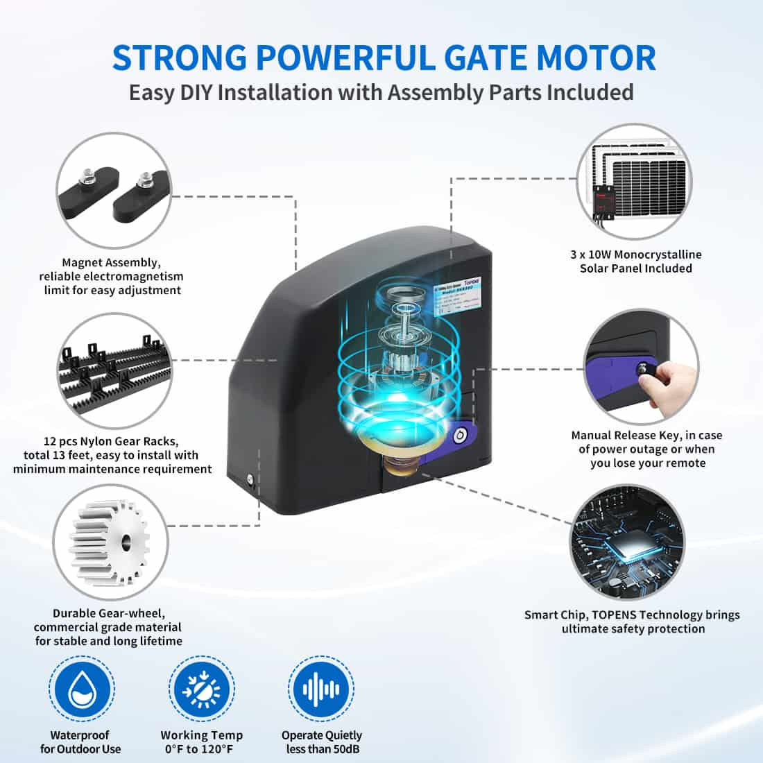 DKR500ST Sliding Solar Gate Opener with Strong Motor