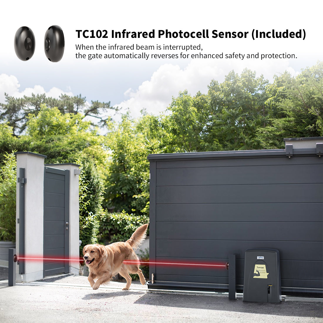 DLC2000S Sliding Gate Opener used with TC102 Infrared Photocell Sensor (Package inclued)