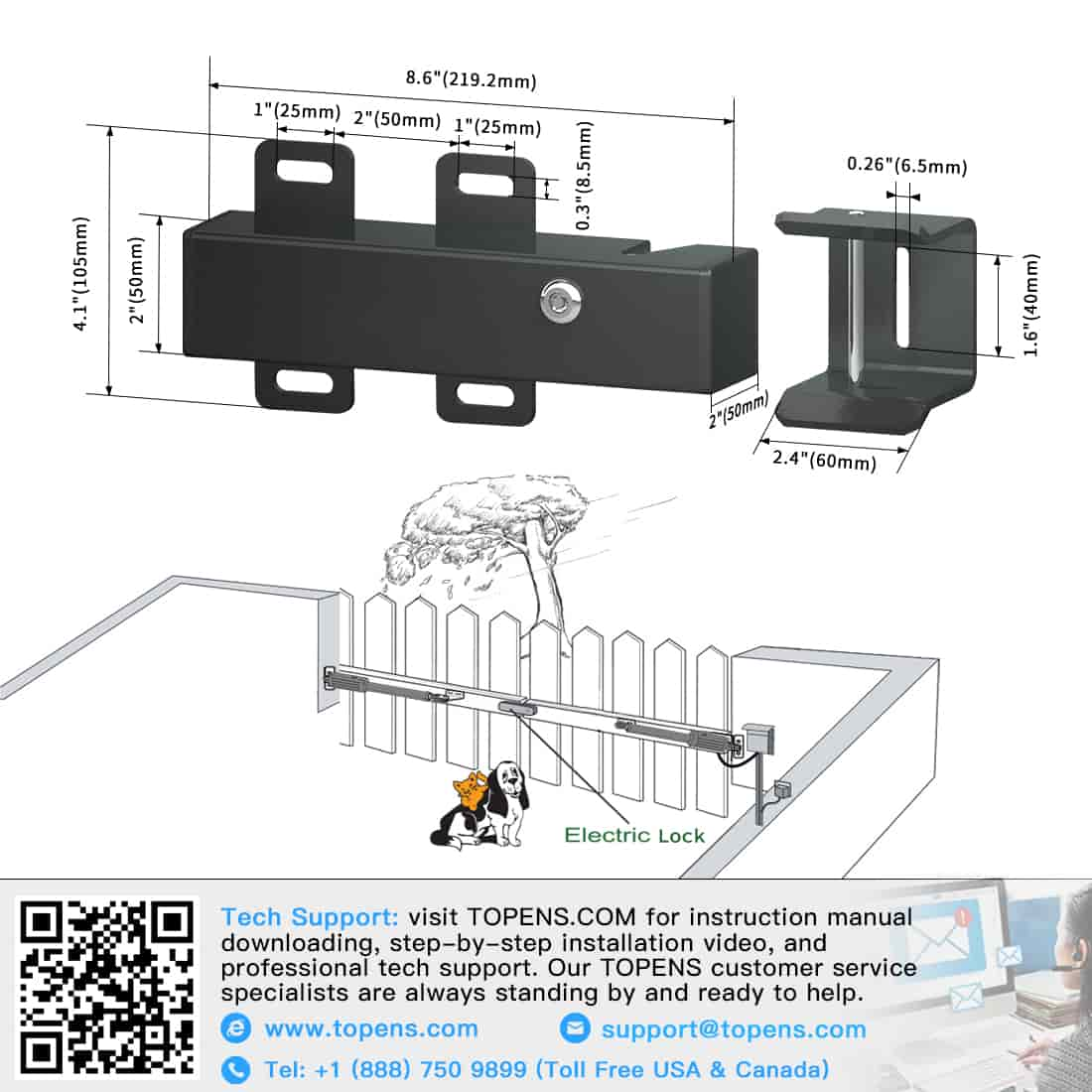 ET24 Electric Gate Lock Dimension