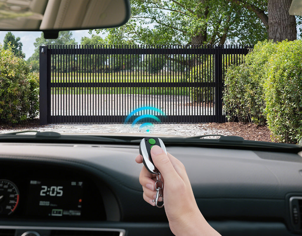 open sliding gate using remote in the car