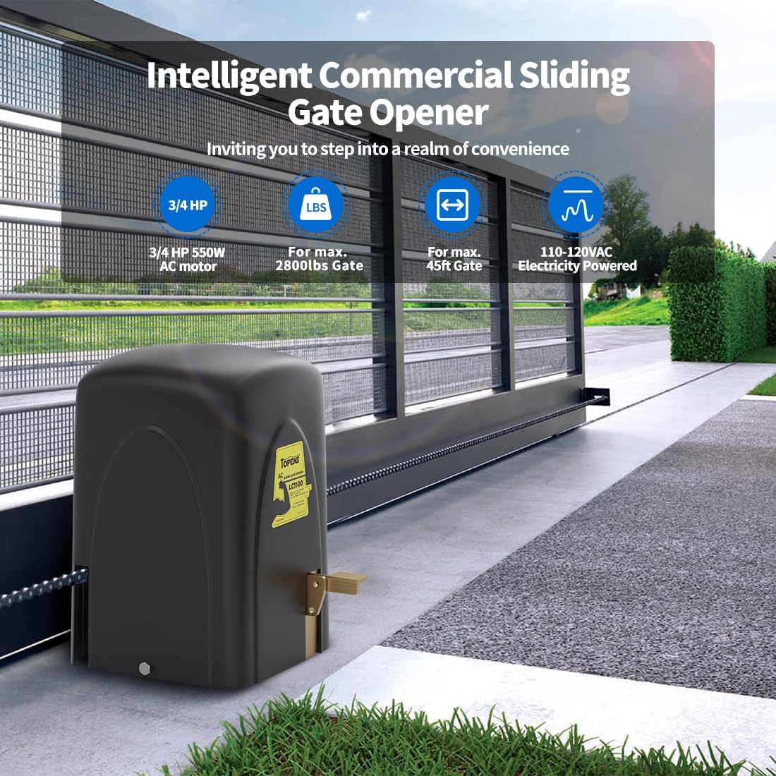 LC1100 Remote Control Sliding Gate Motor on Gate