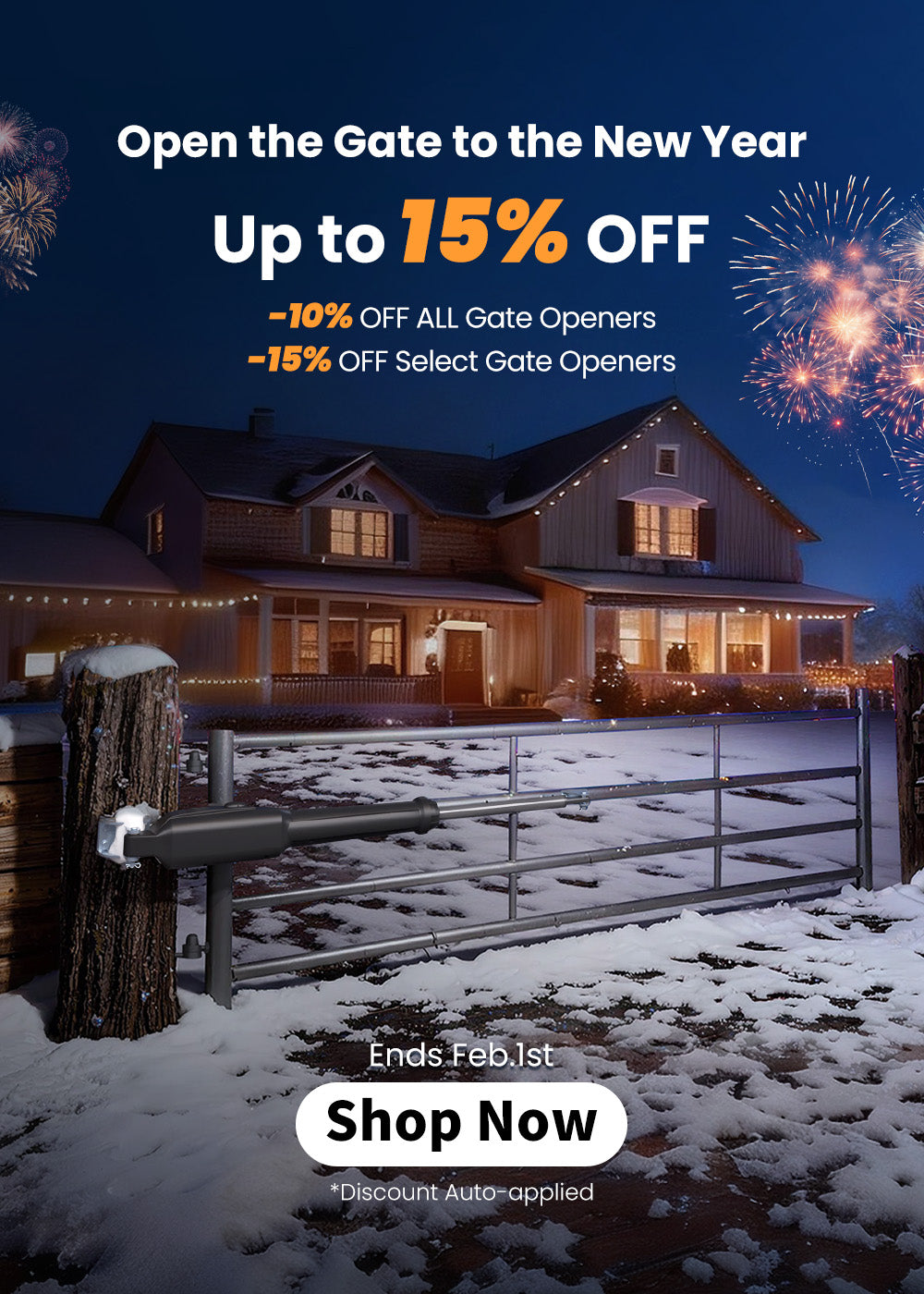 TOPENS 2026 New Year Sale-Up to 15% Off - Automatic Gate Openers Deals