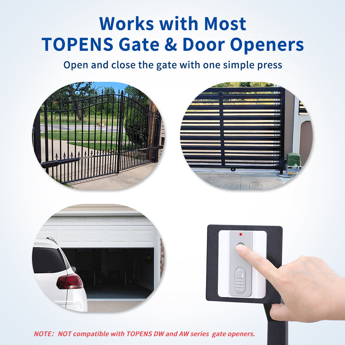 TC173 Wireless Push Button Switch Works for All TOPENS Gate and Door Opener