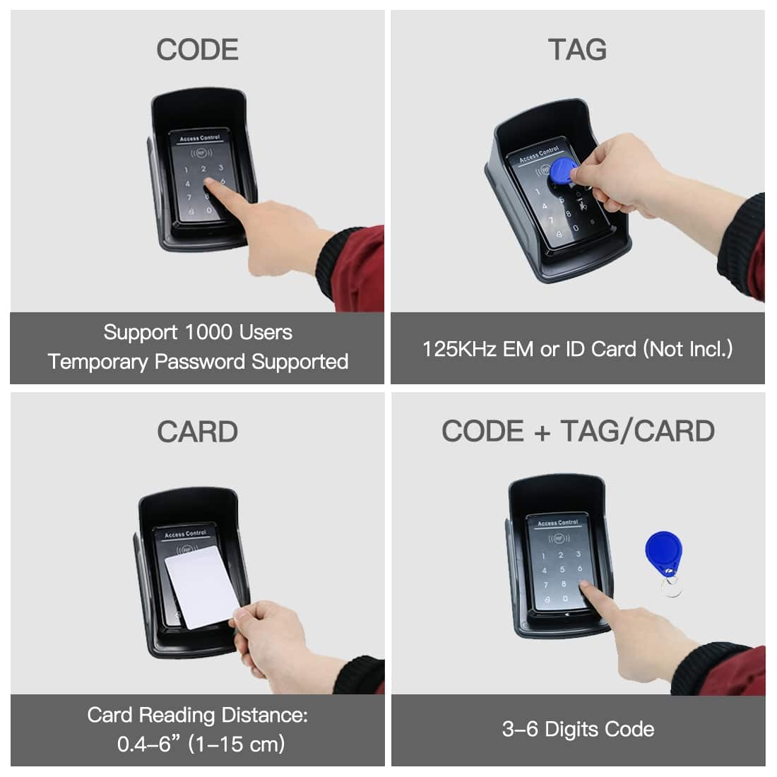 TC175P Wired Keypad Different Open Modes