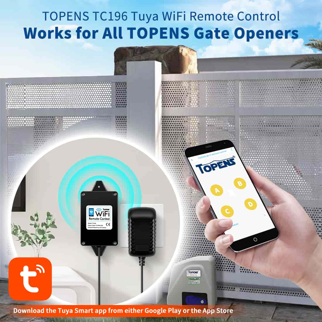 TC196 WiFi Remote Control Works for All TOPENS Gate Openers