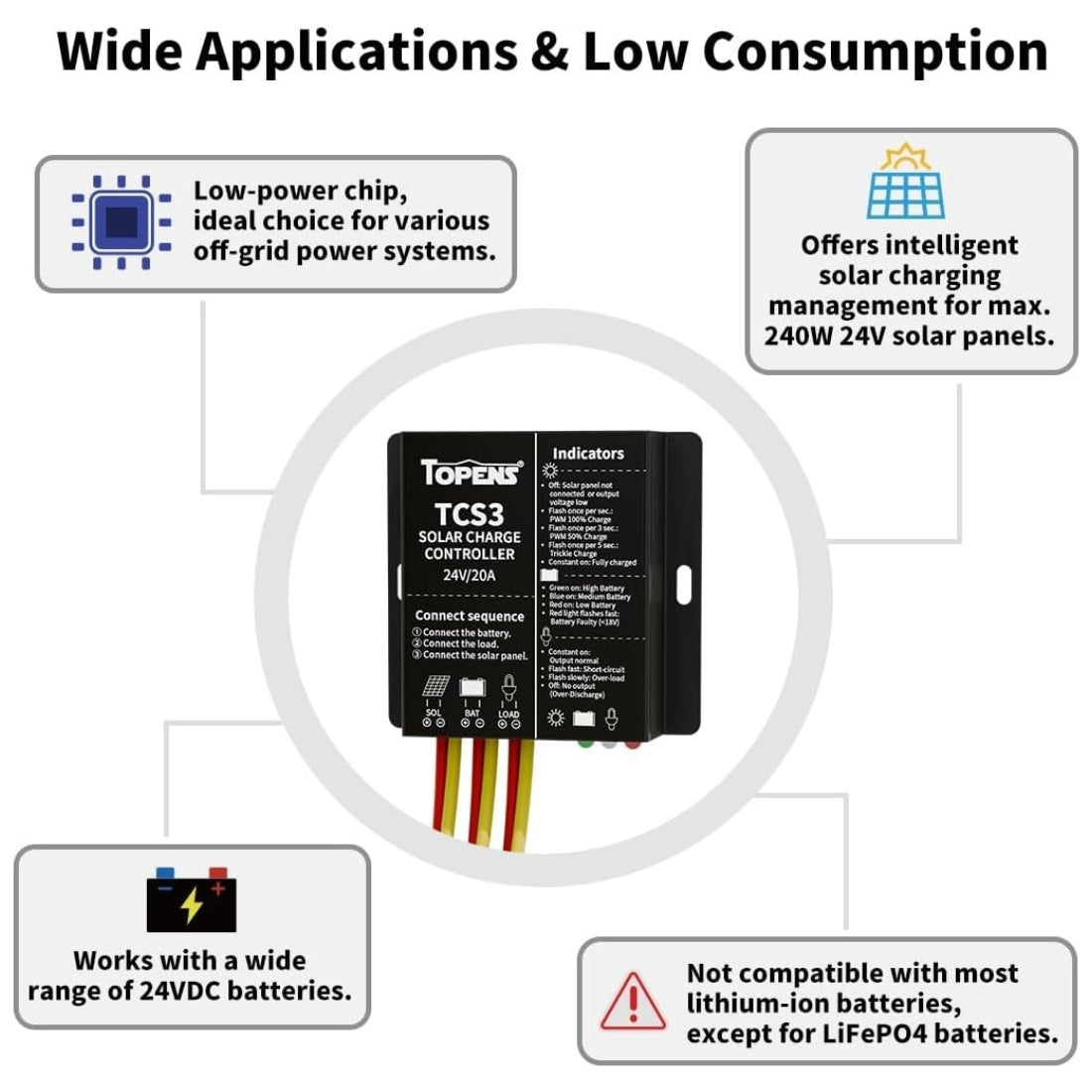 TCS3 Solar Charge Controller Wide Application and Low Consumption