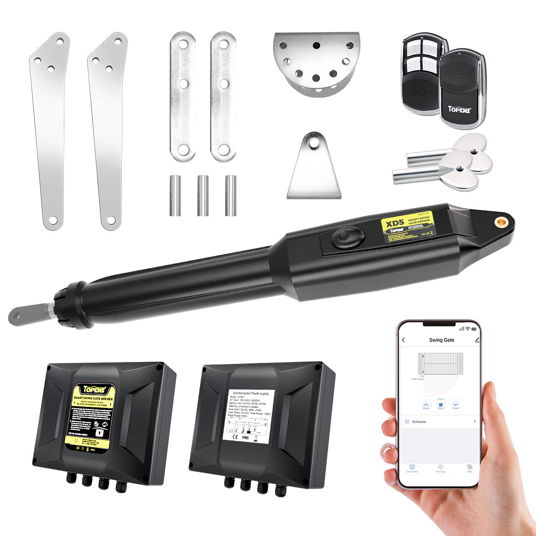 TOPENS XD551 Smart Single Swing Gate Opener Package Items