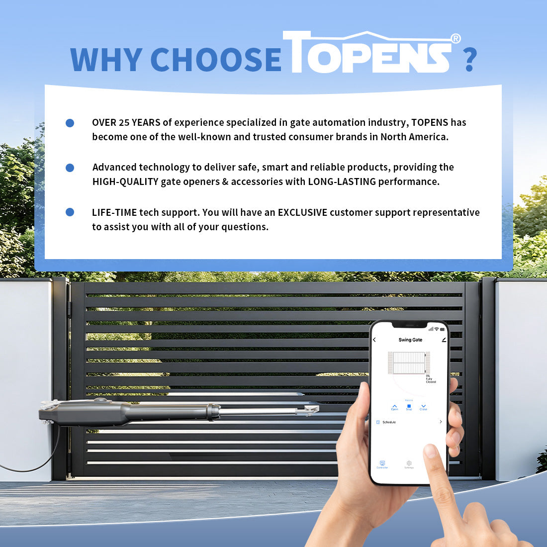 TOPENS XD551 Smart Single Swing Gate Opener Why Choose Topens