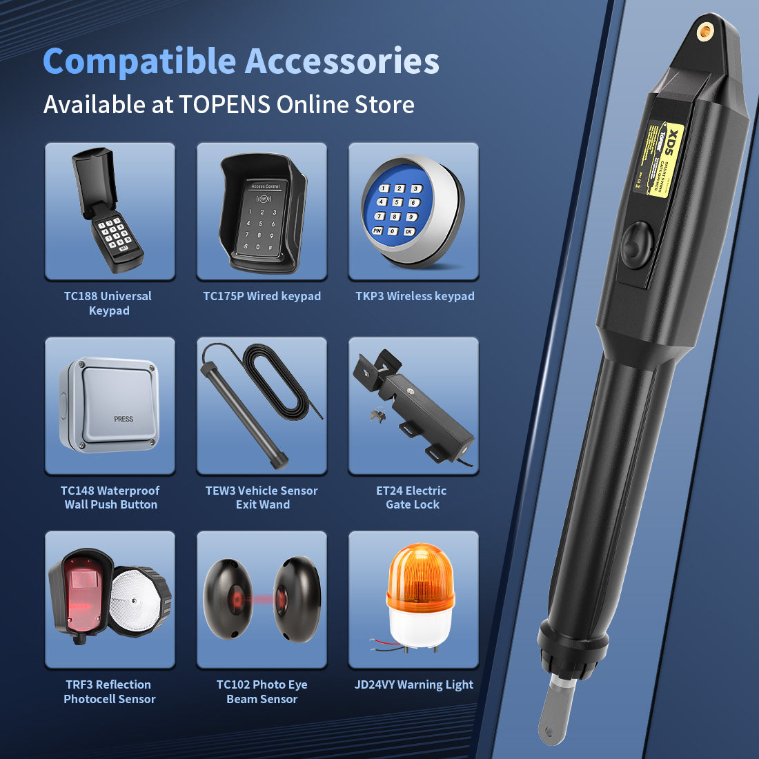 TOPENS XD551 Smart Single Swing Gate Opener Compatible Accessories