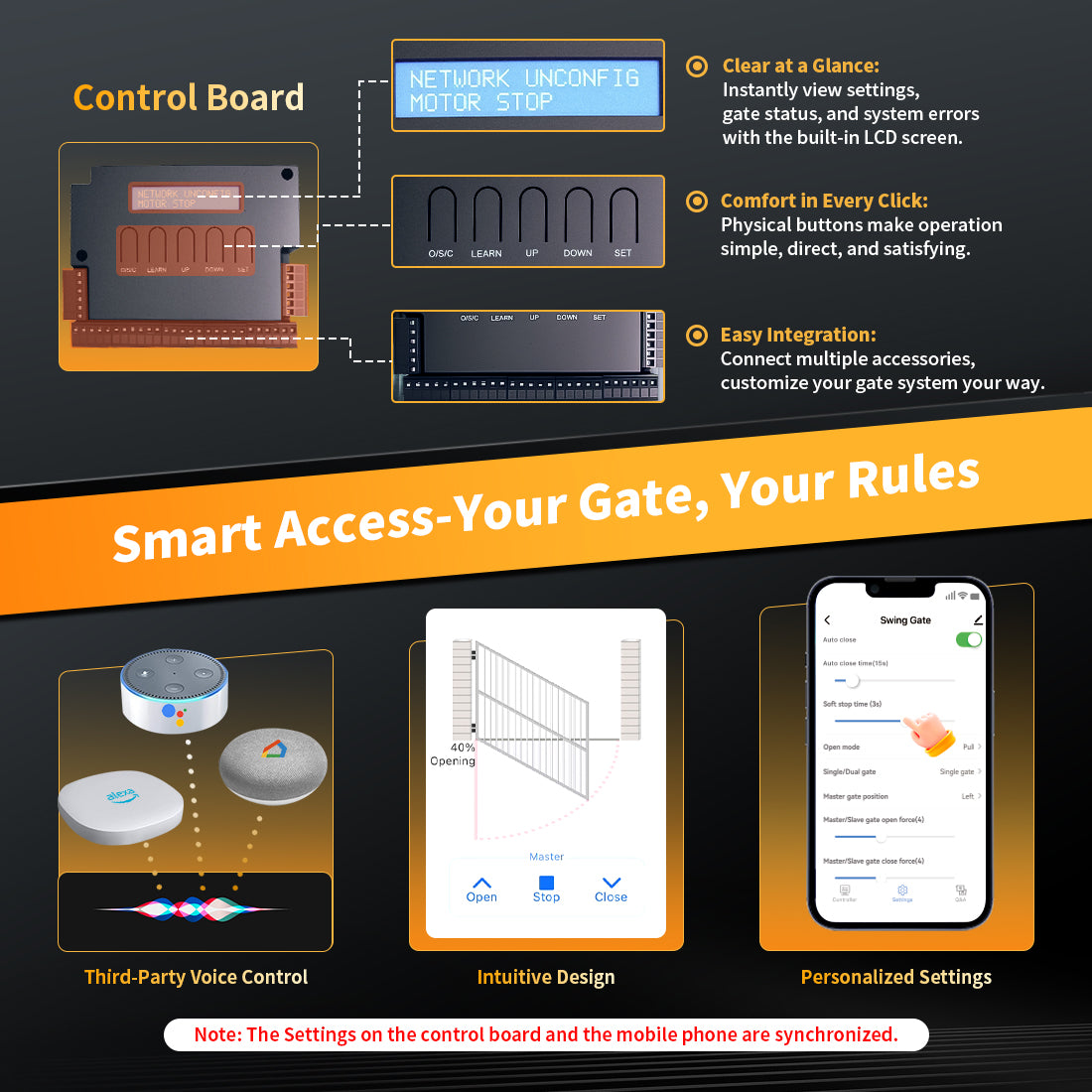 TOPENS XD851 Smart Single Swing Gate Opener with App Control