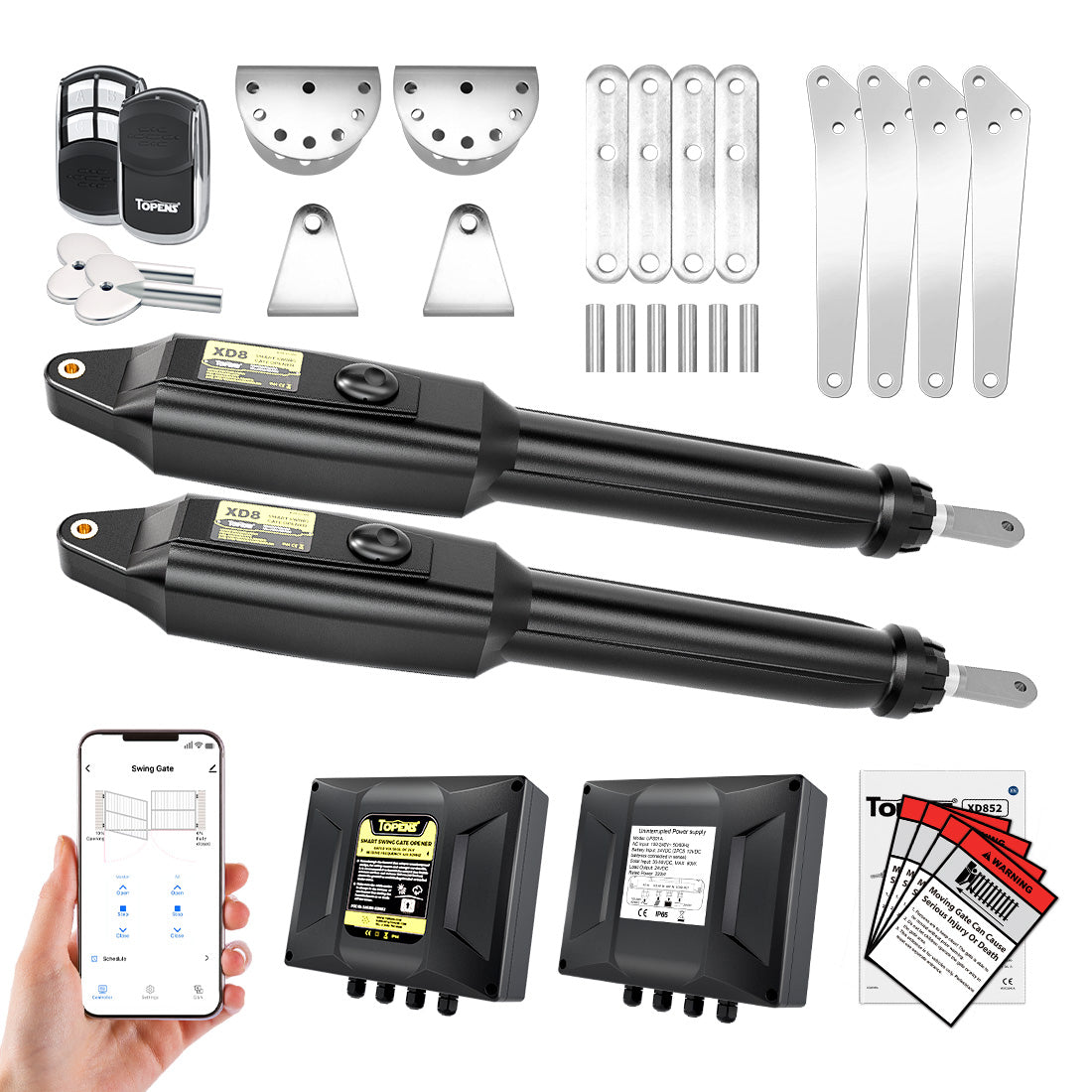 TOPENS-XD852-Smart-Swing-Gate-Opener-Package-Items