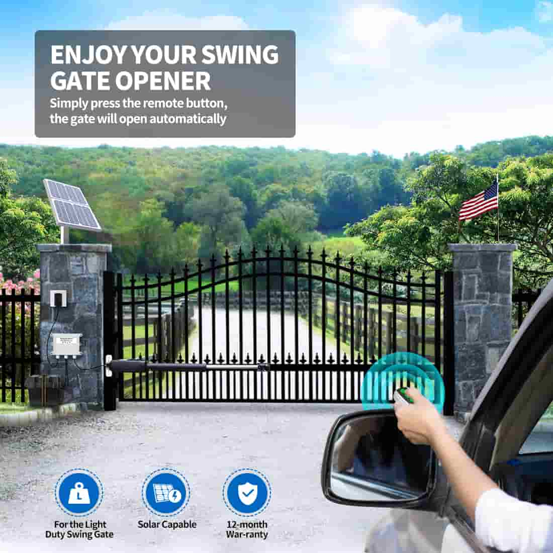 TOPENS A3S Solar Single Swing Gate Opener