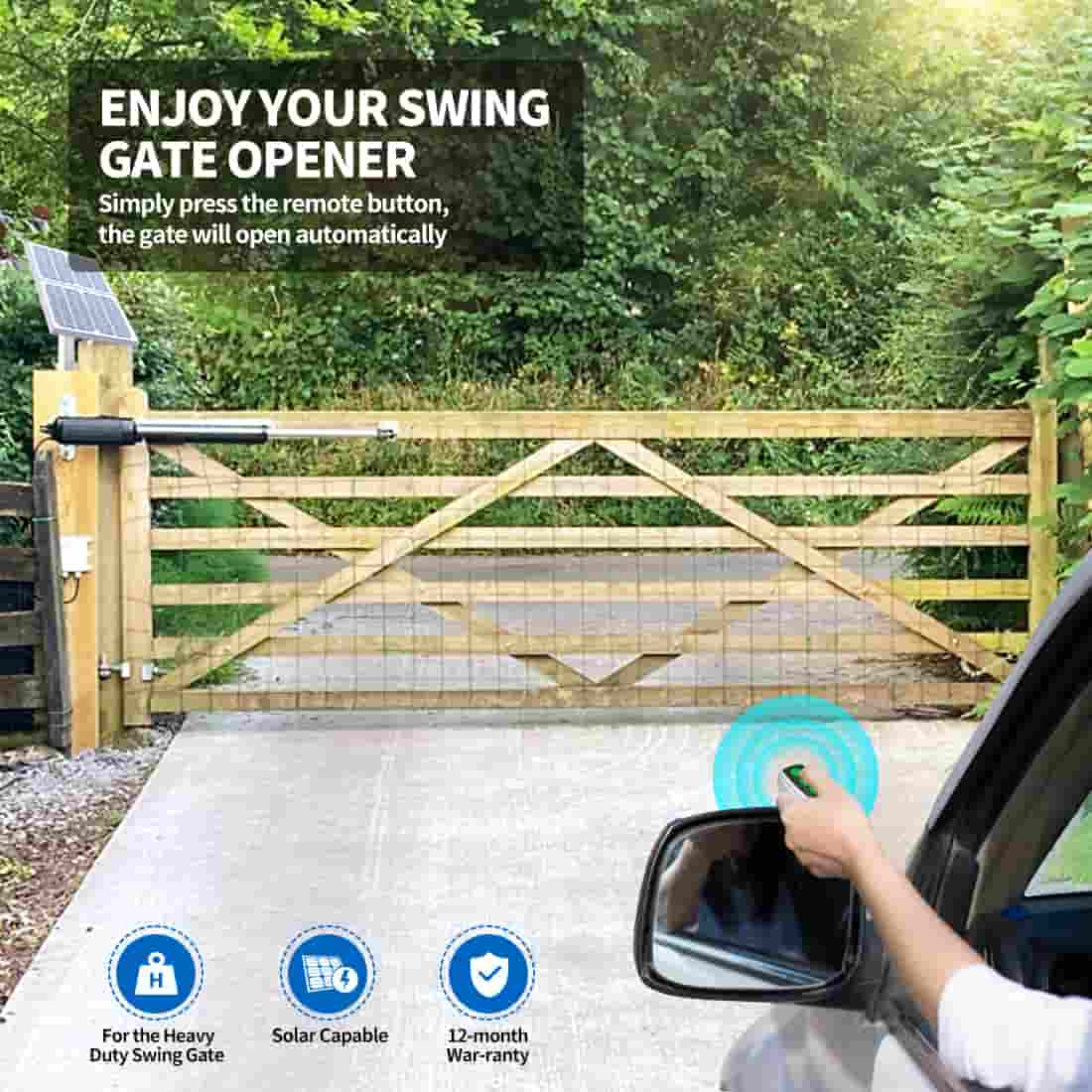 TOPENS A8S Heavy Duty Solar Single Swing Gate Opener