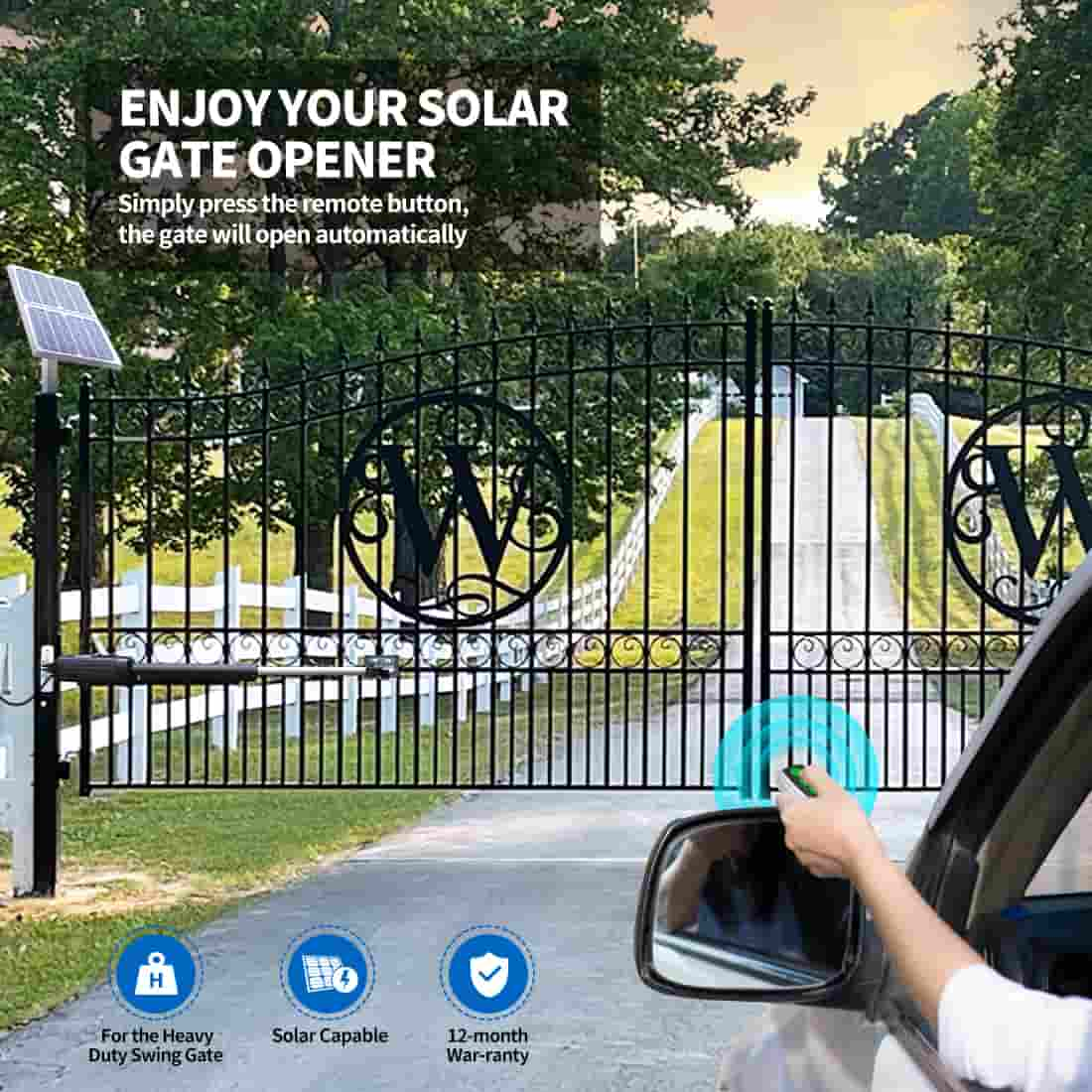 TOPENS AD8S Heavy Duty Solar Dual Swing Gate Opener