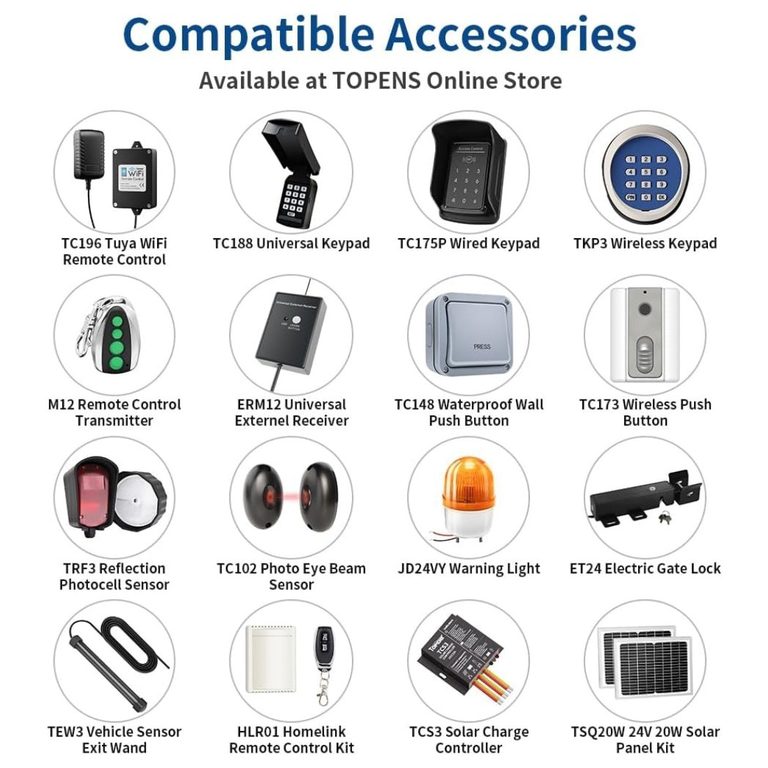 TOPENS Gate Opener Compatible Accessories