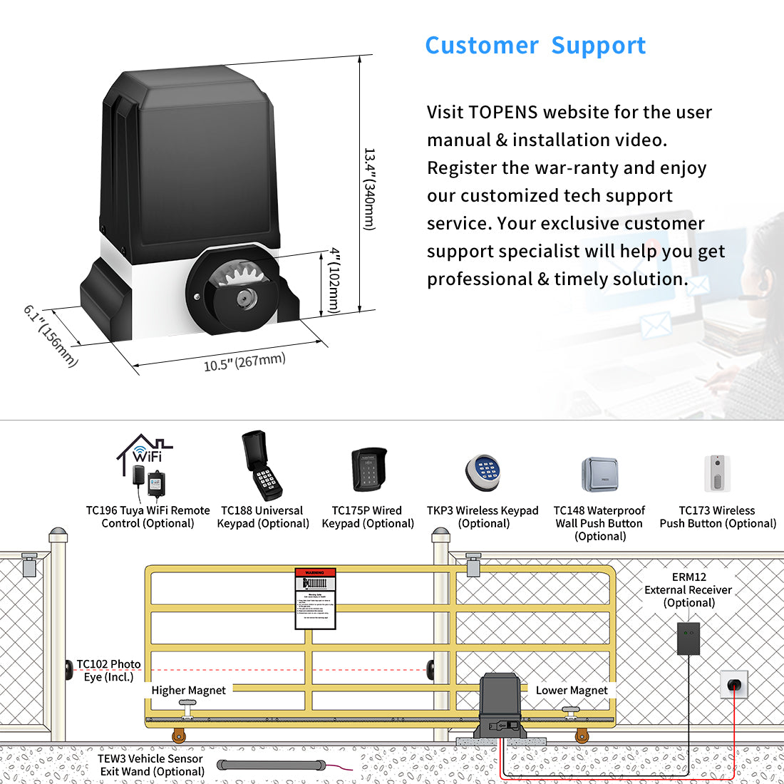 TOPENS RK2600T Sliding Gate Opener