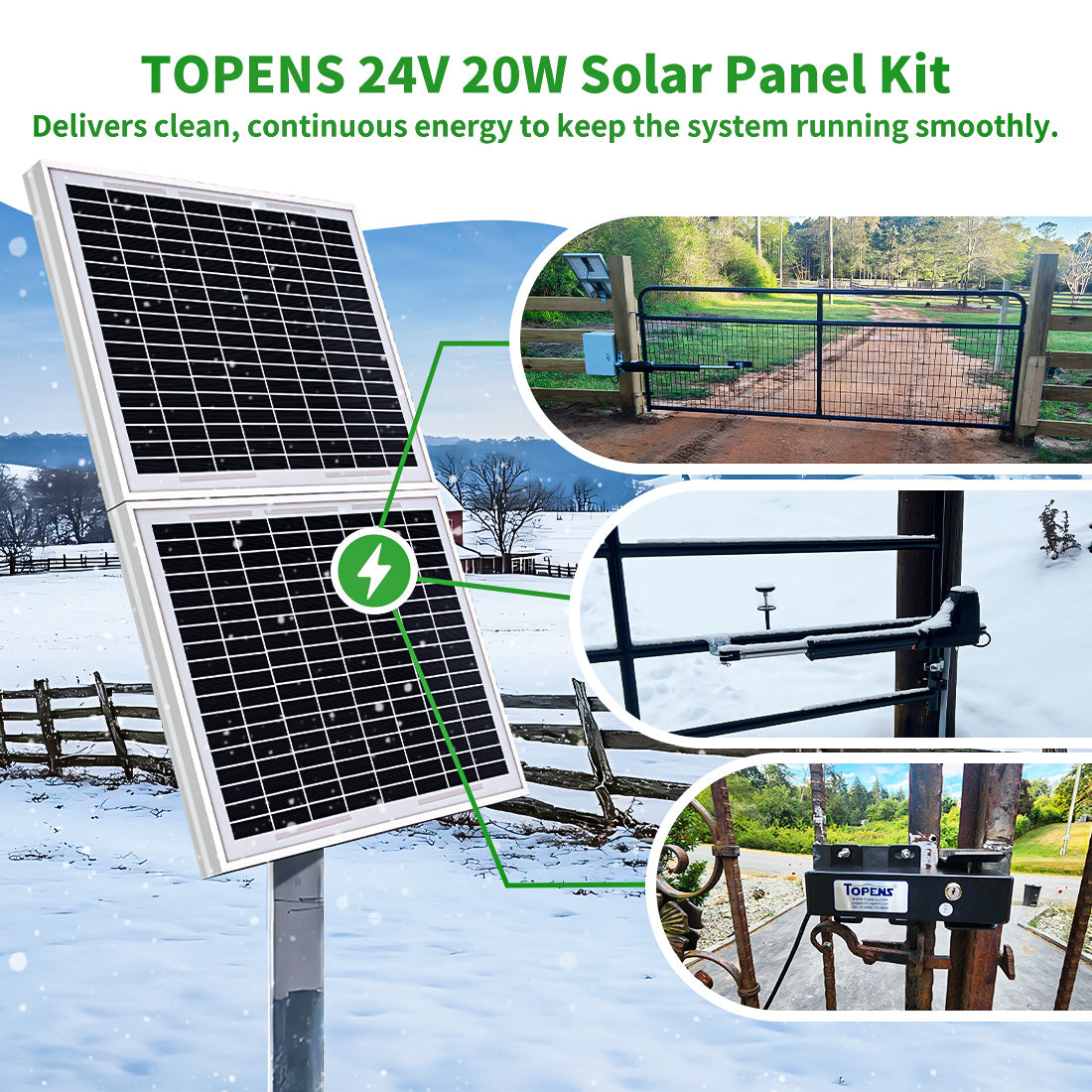 TSQ20W 20 Watt Solar Panel for Gate Opener Keep the system running smoothly