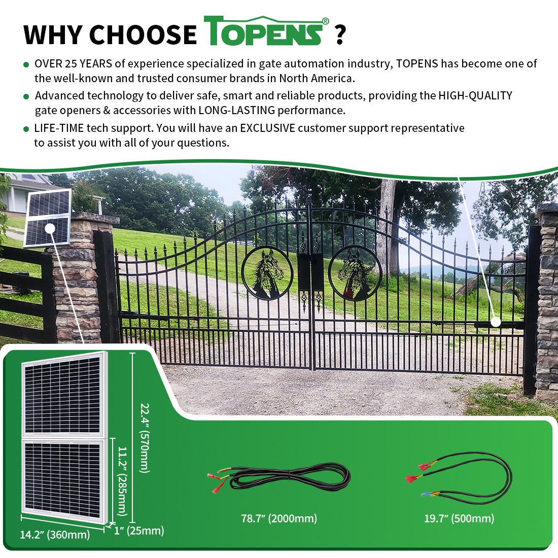 TSQ20W 20 Watt Solar Panel for Gate Opener Why choose TOPENS