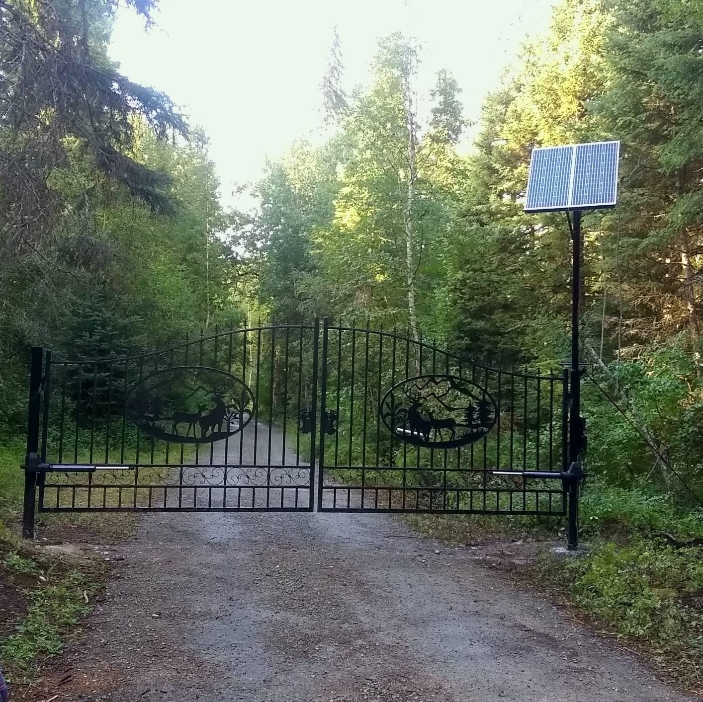 AT12132S Heavy Duty Solar Dual Swing Gate Opener in real life
