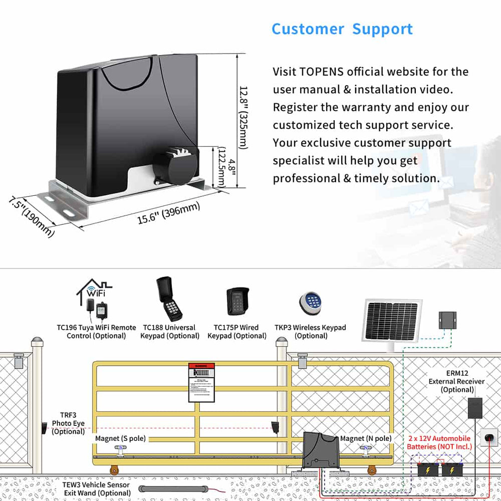 Residential Slide Gate Opener Kit TOPENS