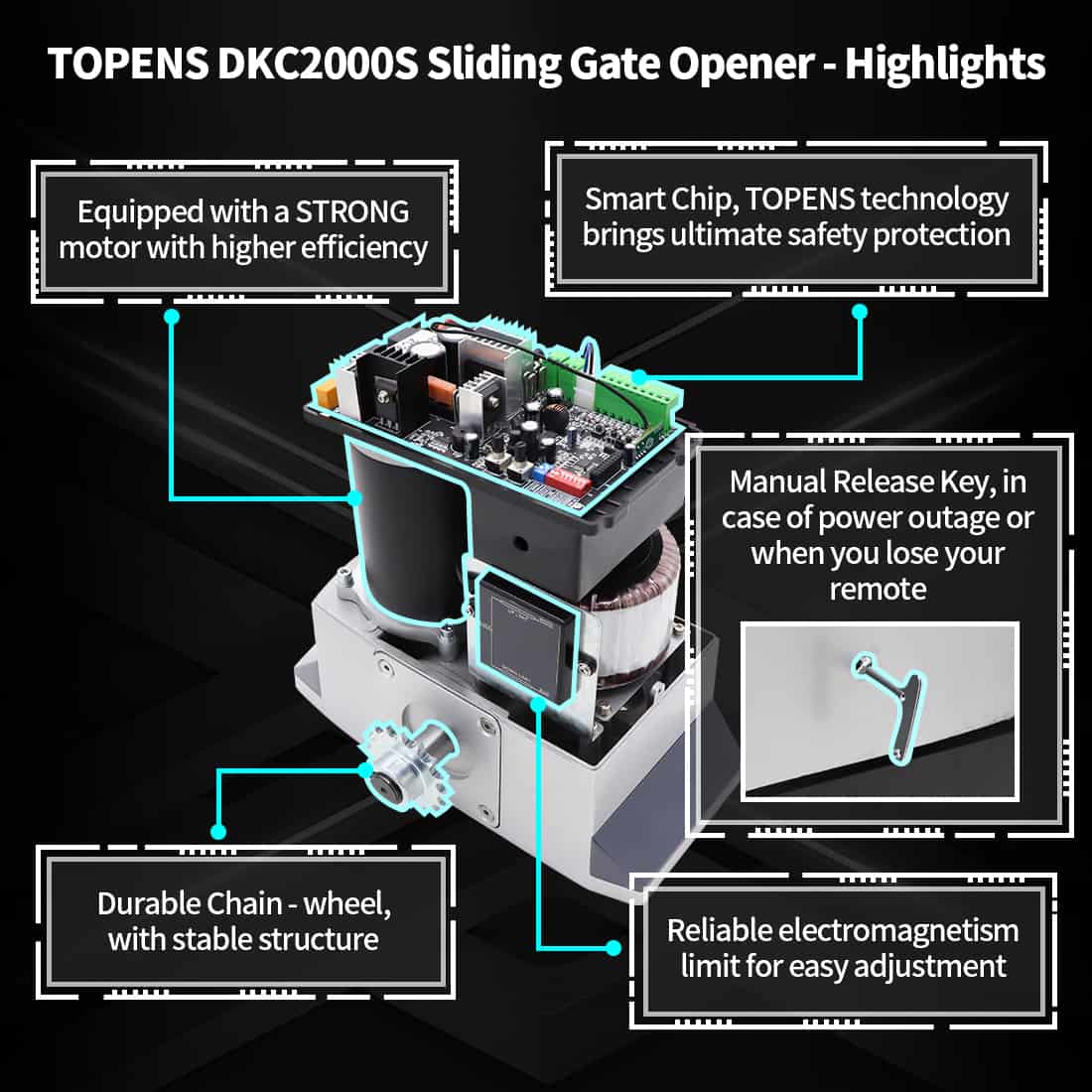DKC2000S Solar Slide Gate Opener Kit with Strong Motor