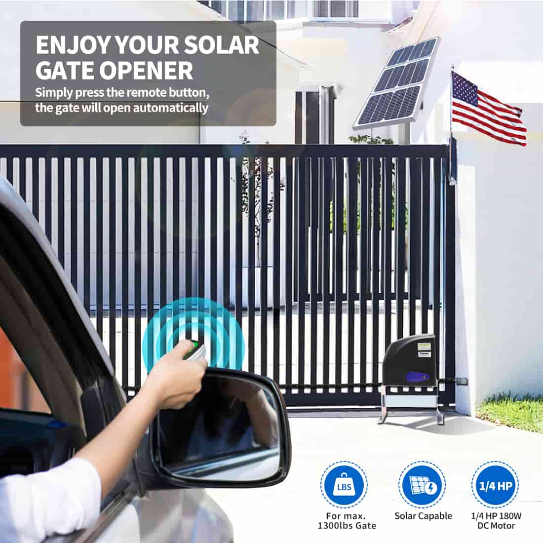 DKC500S Solar Sliding Gate Opener on Gate
