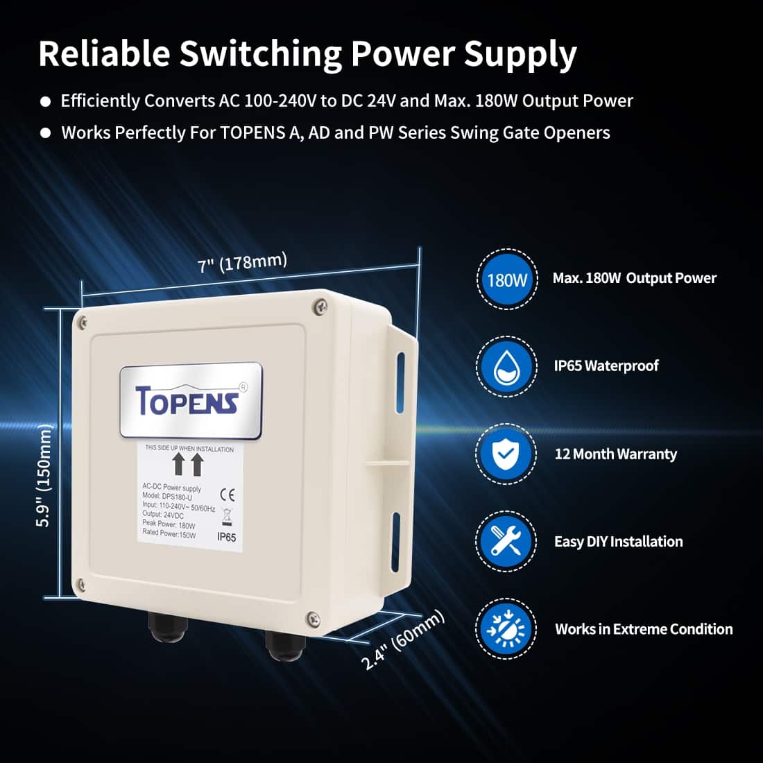 DPS180-U AC to DC Power Supply of Reliable Performance