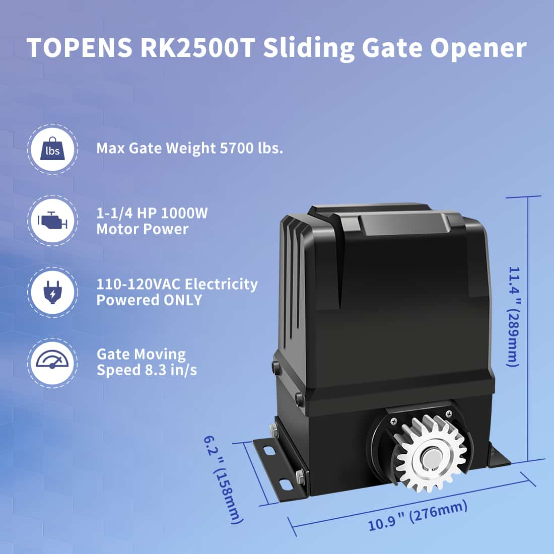 RK2500T Rack Drive Sliding Gate Opener Dimension