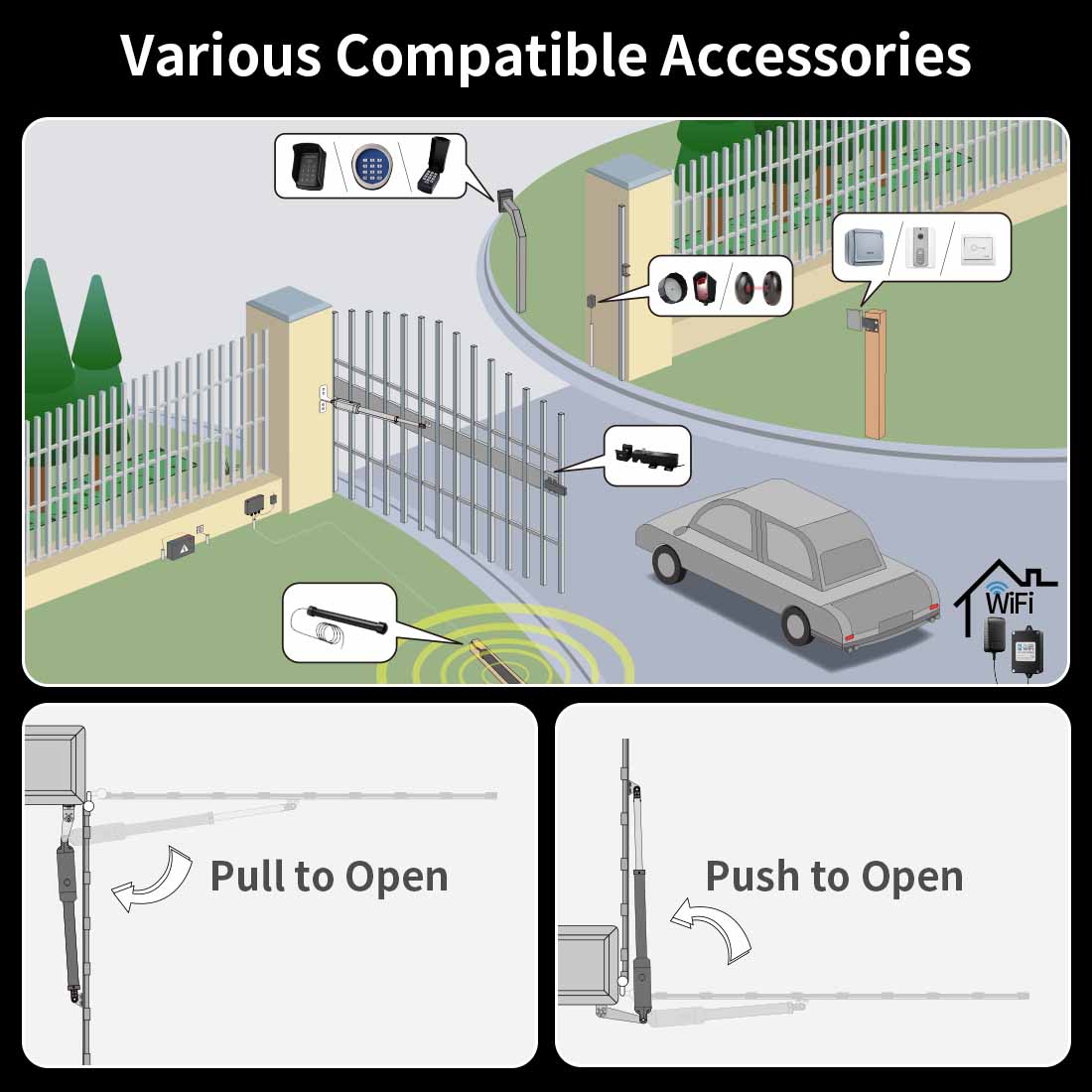 TOPENS A3/A5/A8 Single Swing Driveway Gate Opener