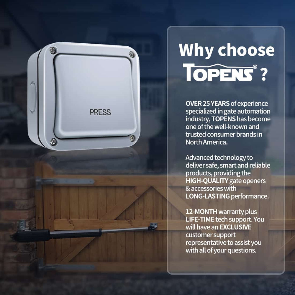 Waterproof Push Button Switch for Gate Opener | TOPENS