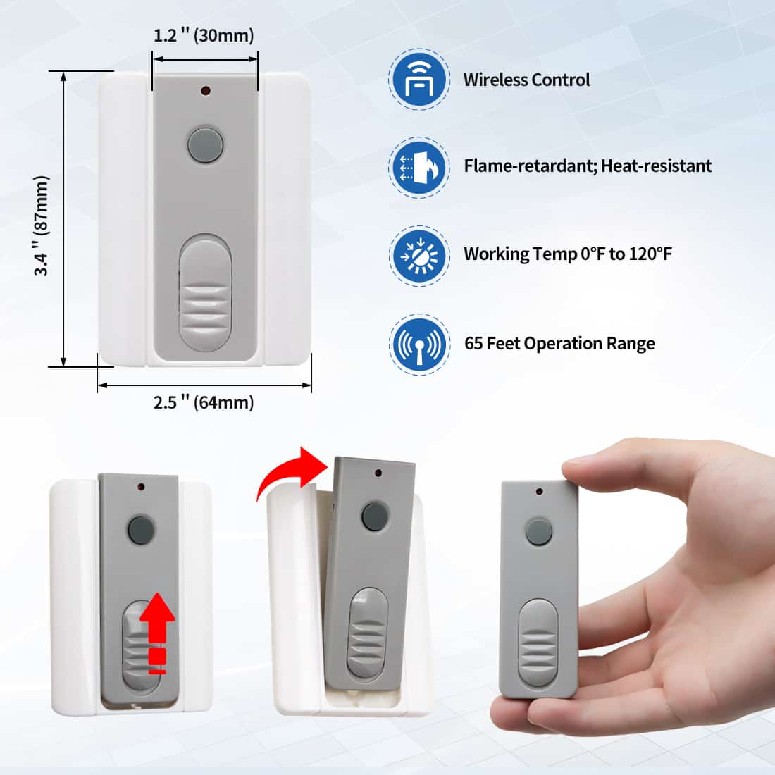TC173 Wireless Push Button Switch Dimension