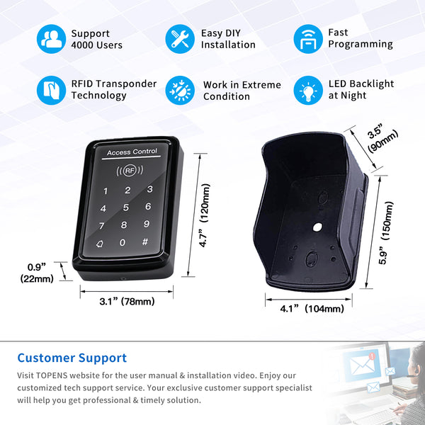Sc Gate Keypad Wired Keypad for Automatic Gate & Garage Door Opener | TOPENS