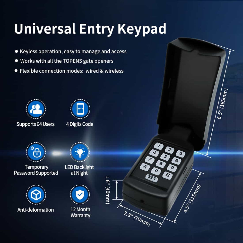 TC188 Universal Wireless Gate Opener Keypad TOPENS