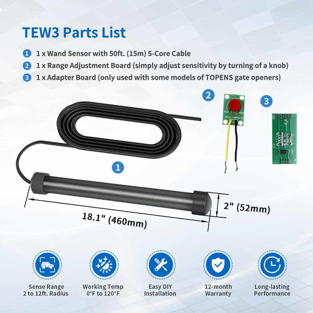 TEW3 Driveway Vehicle Sensor for Automatic Gate Openers | TOPENS