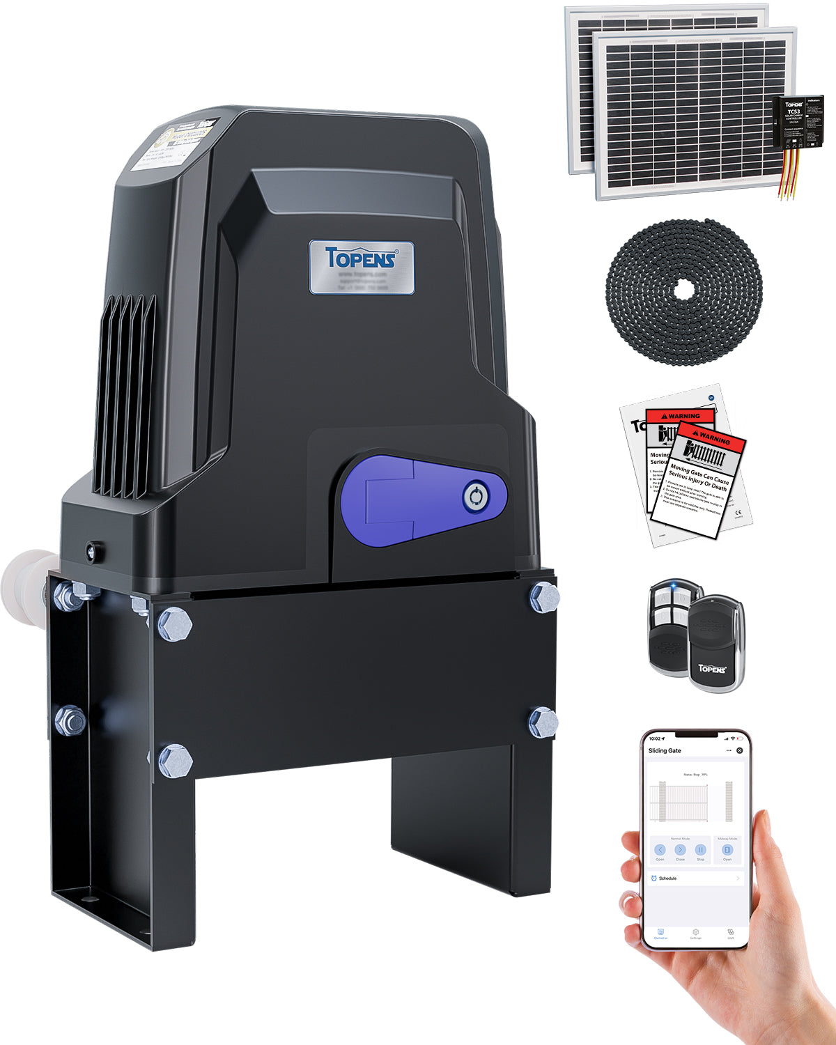 DWC1100S Solar Sliding Gate Opener Chain Drive