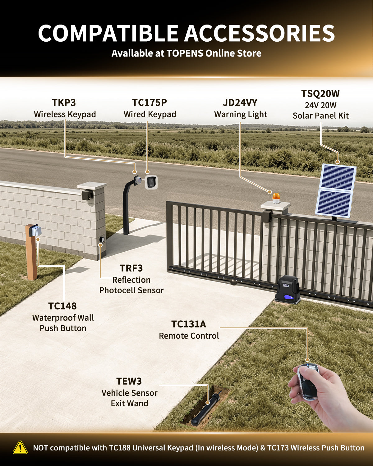 DWR1100ST Solar Sliding Gate Opener Rack Drive with Compatible Accessories